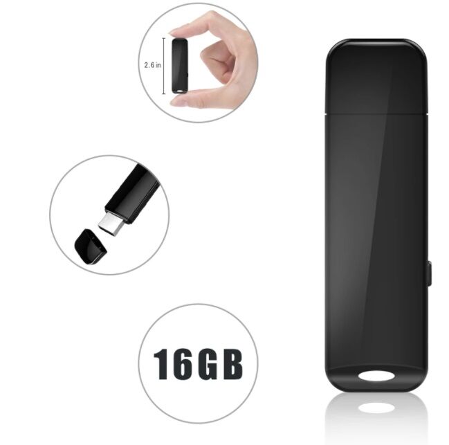 מקליט קול USB מכשיר הקלטה שחור דיסק און קי