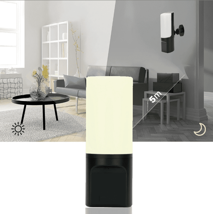 מצלמה נסתרת WIFI במנורת לילה עם חיבור לקיר 300 מעלות