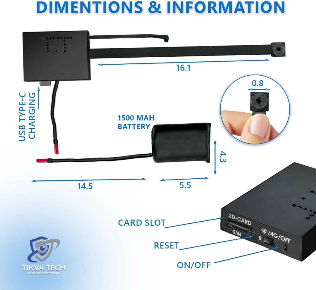 מצלמת ריגול זעירה שידור חי Wi-Fi אלחוטי 4G